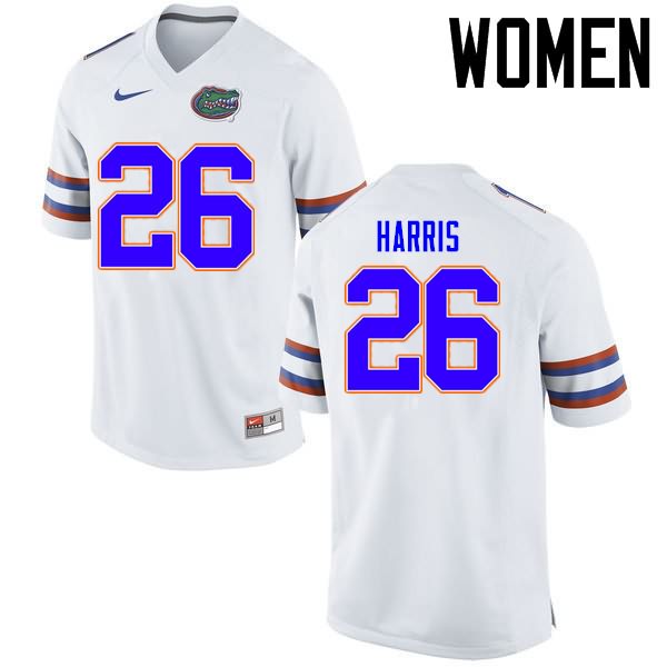 NCAA Florida Gators Marcell Harris Women's #26 Nike White Stitched Authentic College Football Jersey SQF7864VF